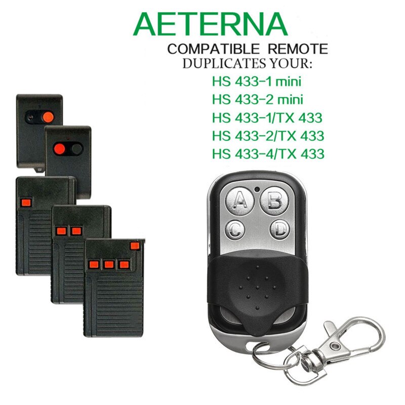 AEterna – télécommande universelle clone hs 433 mini tx433, 1,2 et 4 boutons, 433.92mhz, code fixe