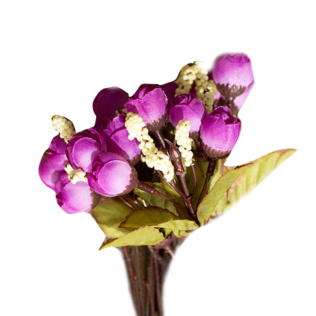 1 zweig 15 köpfe/Strauß kleine knospe rosen hochblatt künstliche blume seide Rose DIY hochzeit hause Weihnachten Dekor blumen Rose: Nein.3