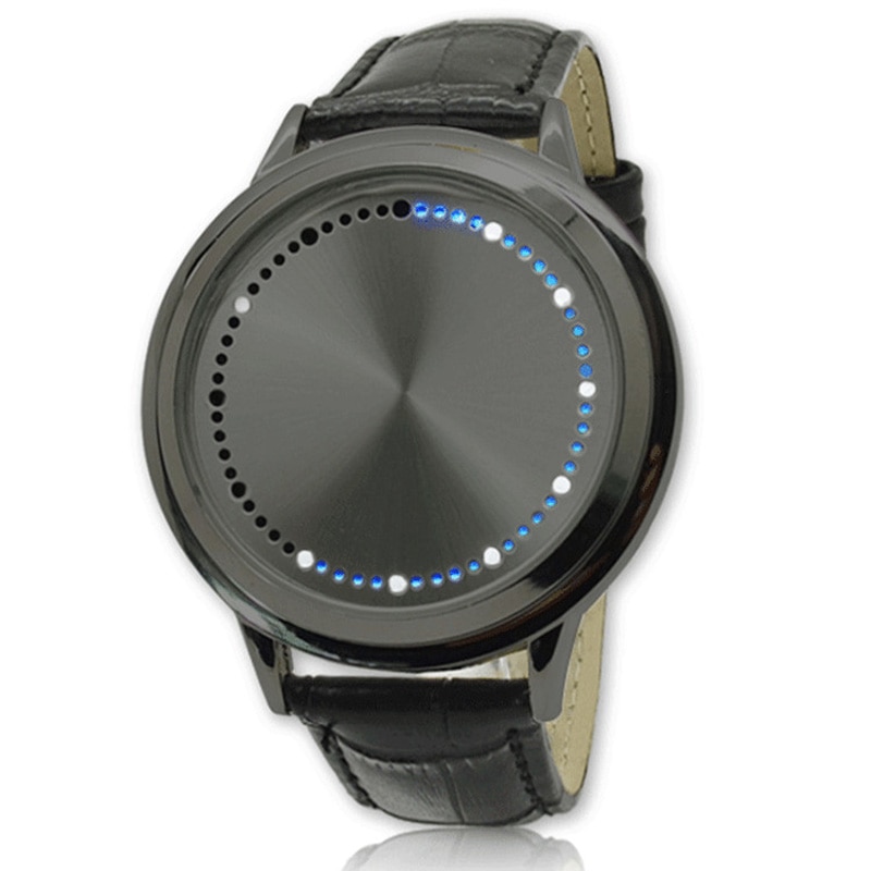 Mode Touch Horloge Led Horloge Mannen Creatieve Dot Matrix Blauw Licht Led Digitale Horloges Elektronische Horloge reloj hombre digitale