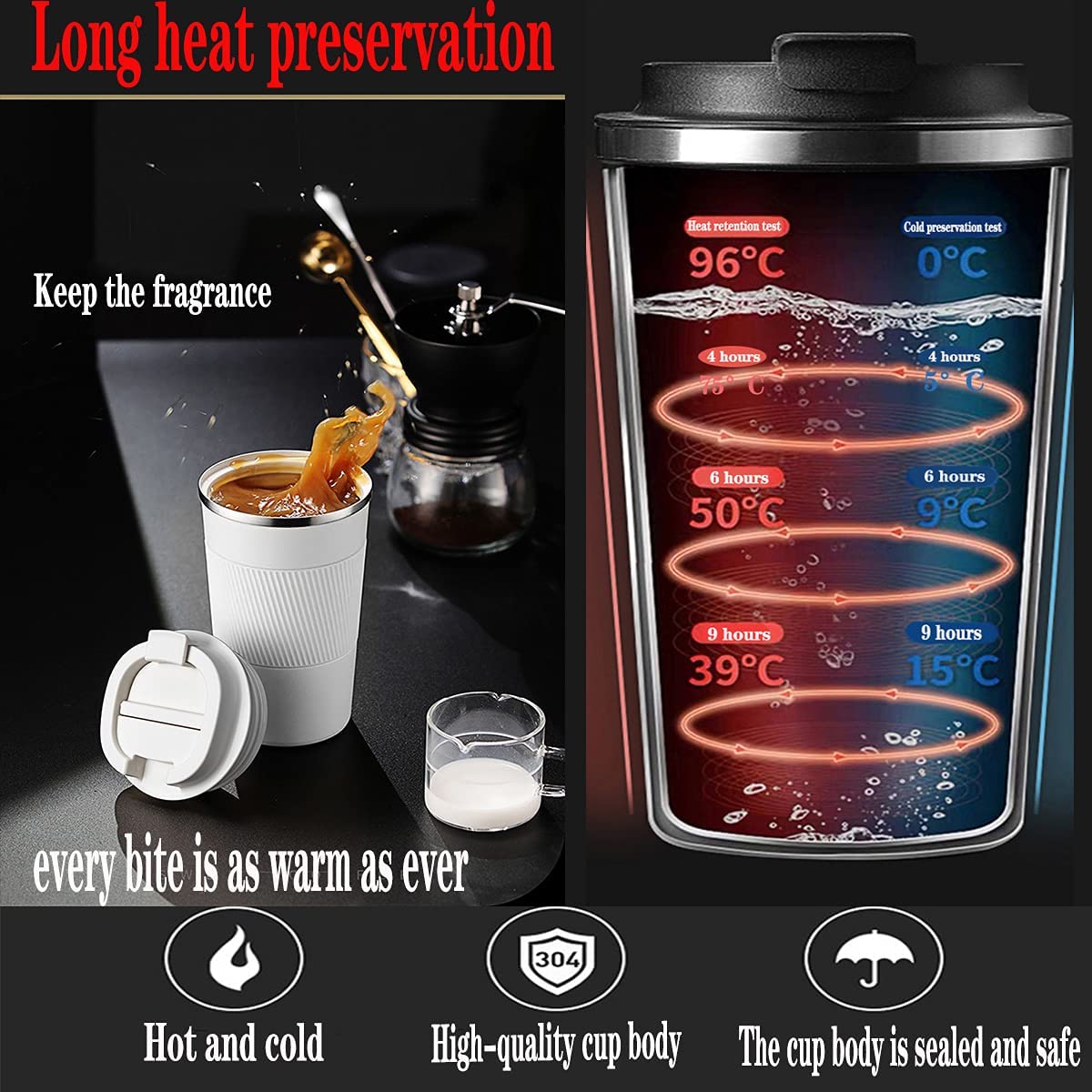 18 Ounce Rvs Coffee Cup, Vacuüm Geïsoleerde Mok Met Deksel, Geschikt Voor Auto, Huis, kantoor, Keuken Outdoor