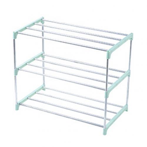 3/4 lag rustfrit stål sko opbevaringsstativ skoophæng display hyldeholder kabinet hyldeholder sko stativer hjem arrangør: Grøn 3 lag