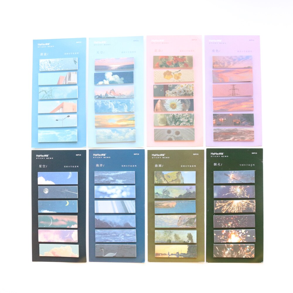 Domikee landscape school student sticky notes pad ins self-adhesive index label mug memo pad stationery