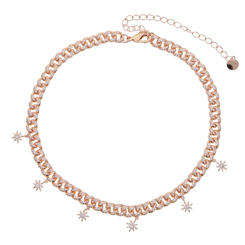 arrived northstar starbrust cz charm iced out bling cubic zirconia Miami cuban link chain choker necklace for women