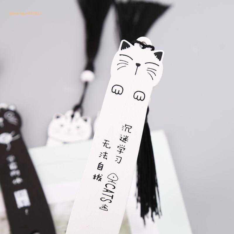 Cute Cartoon Wooden Bookmark Book Page With Tassel Student Stationery School