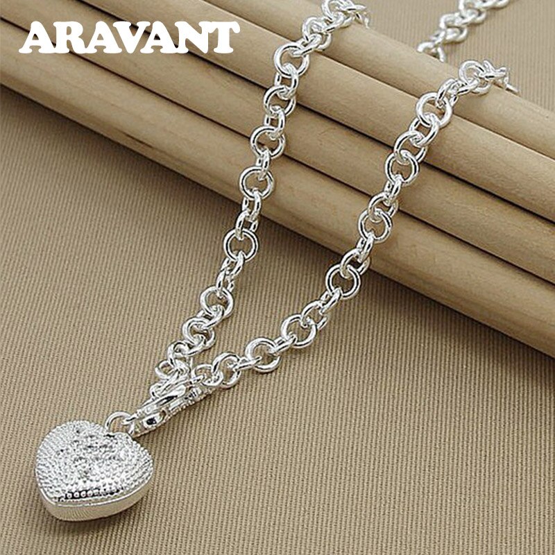 925 silber Schmuck Herz Anhänger Halsketten Ketten Für Frauen Valentines Schild oben Schmuck