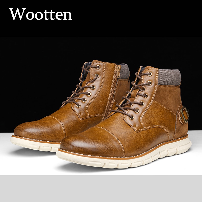 Botas de hombres nuevos botines de otoño vogue vintage cómodas botas de piel de de