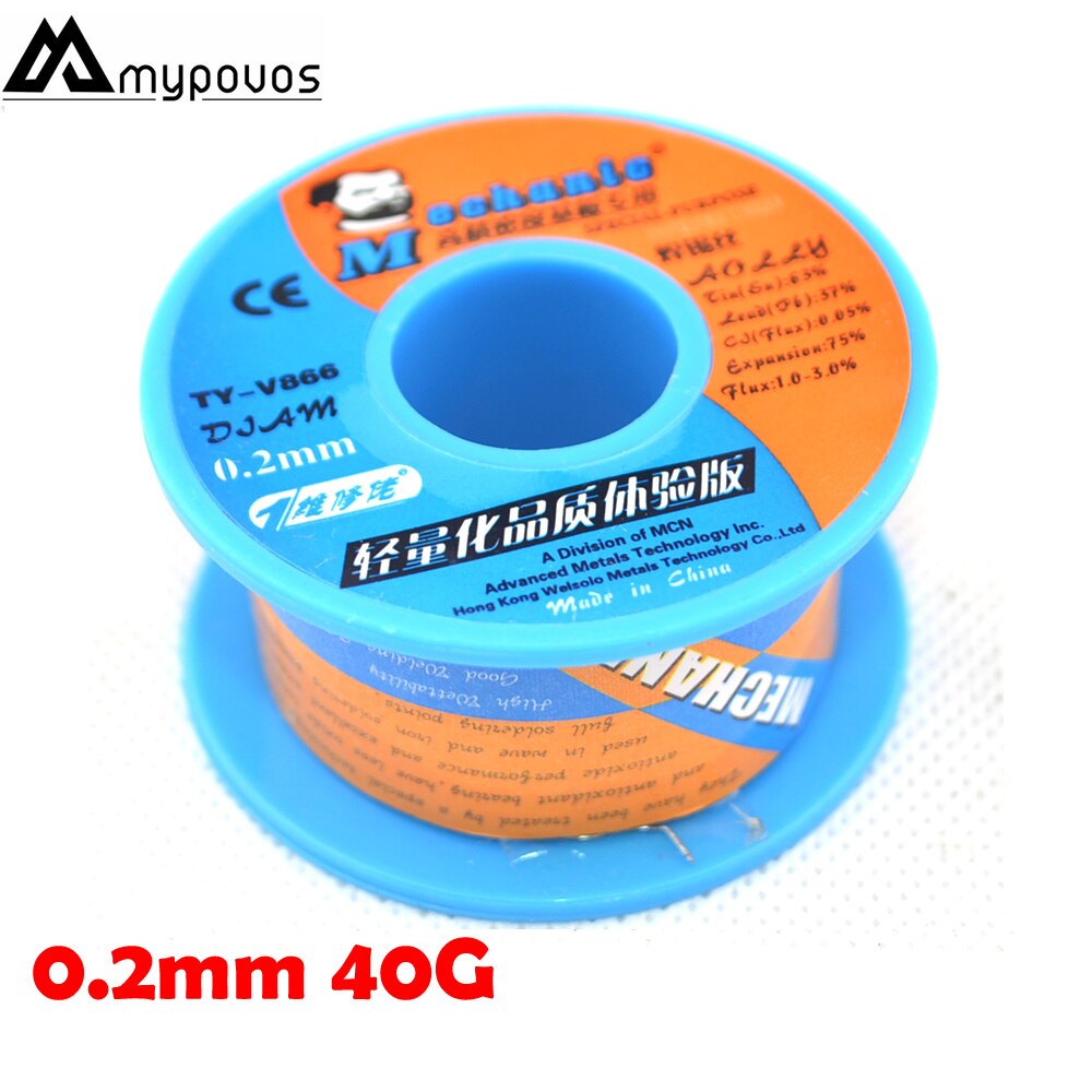 Rollo de colofonia de estaño para soldadura, Rollo mecánico de hilo de soldadura de bajo punto de fusión, 0,2/0,3/0,4/0,5mm 40G-55G 0,6
