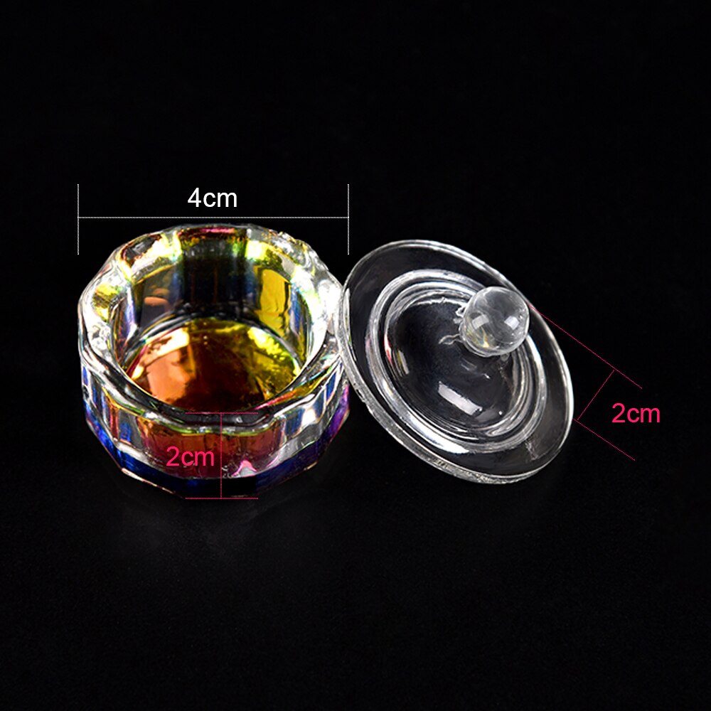 1Pc Nail Art Acrylic Liquid Powder Dappen Dish Bowl Glass Crystal Cup Heart Glassware with Lid for Nail Art Manicure Care Tools: 1pc Dodecagon