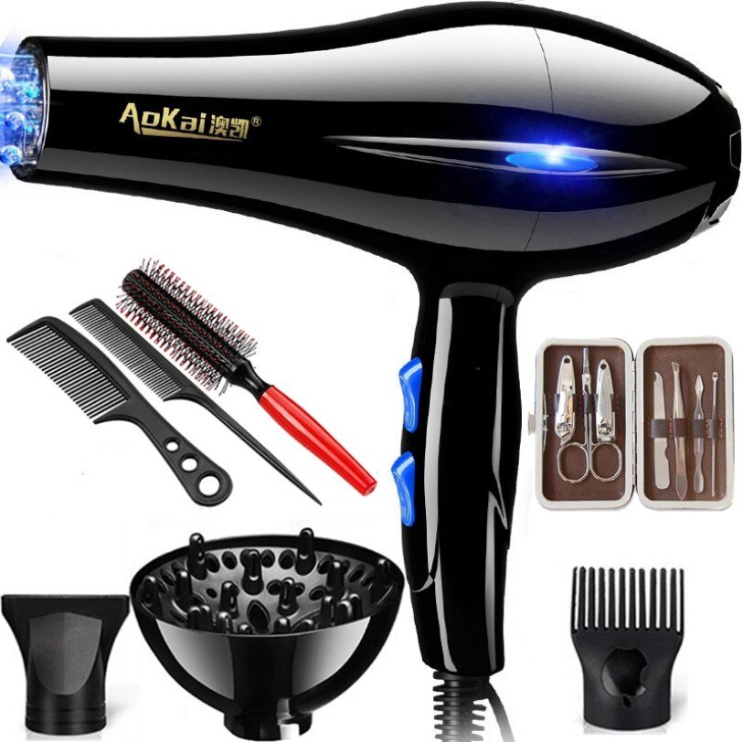 Secador de pelo de 110v o 220v con enchufe europeo y estadounidense, secador de pelo de aire y frío de 2200W, herramientas de estilismo para el cabello para salones y uso doméstico