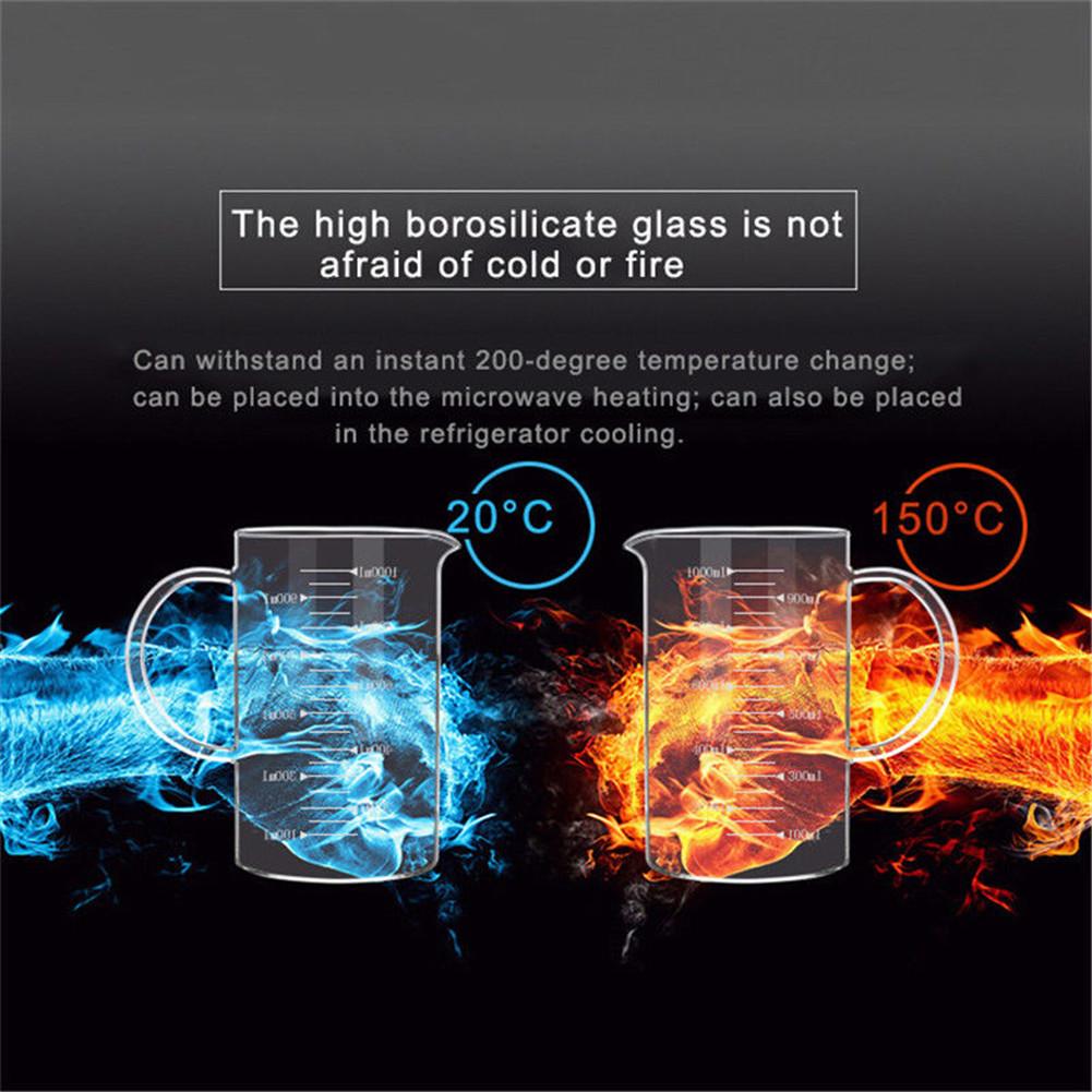 Glass Measuring Cup Heat-Resistant Kitchen Beaker Tool Jug Scale Cup Measurement Cups With Bamboo Cover 350-1000ml