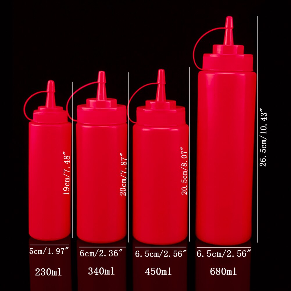 1Pc 340ml 12oz Squeeze Bottle Souce Bottle Condiment Dispenser Ketchup Mustard Soybean Sauce Vinegar Gravy Boats