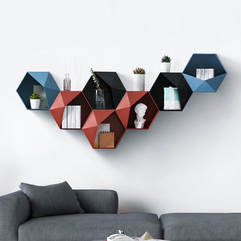 Geométrico hexagonal prateleira de armazenamento nordic suporte de parede flutuante prateleira expositor pote titular tb venda