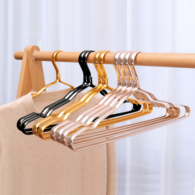 Aluminium Alloy Clothes Hangers 10pcs Coat Hangers Anti-slip Seamless Metal Drying Rack Wardrobe Organizer Clothing Storage Rack