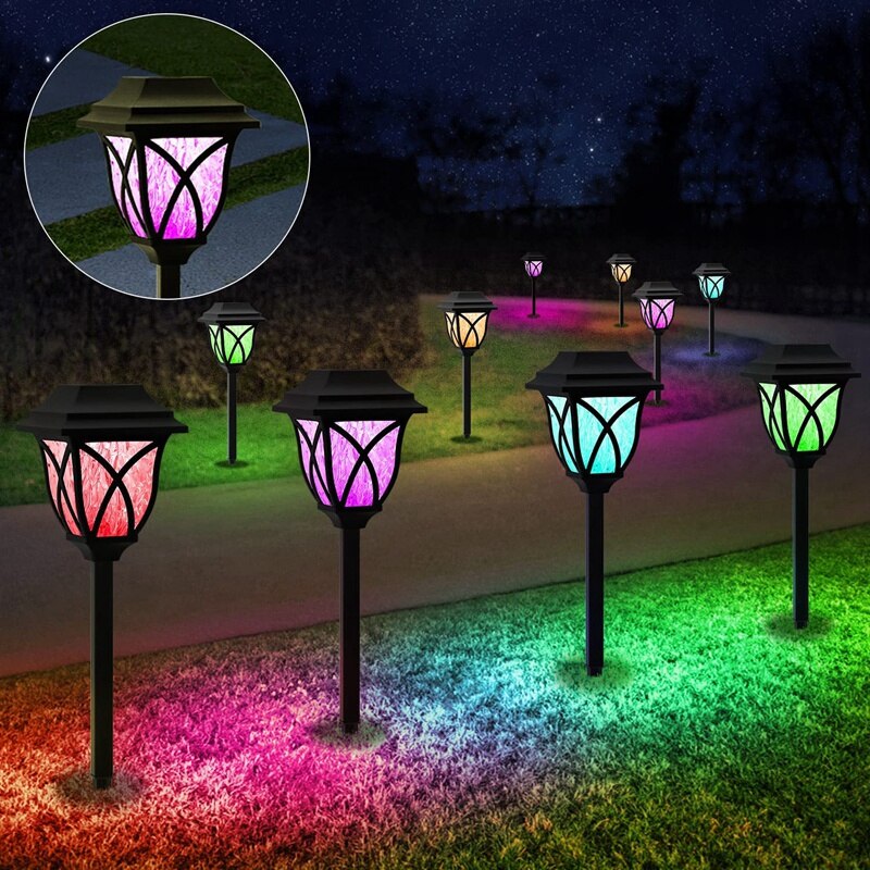 6 Pack Kleur Veranderende Zonne-verlichting Outdoor Tuin Decor,Auto On/Off Solar Pathway Lichten Buiten Waterdicht