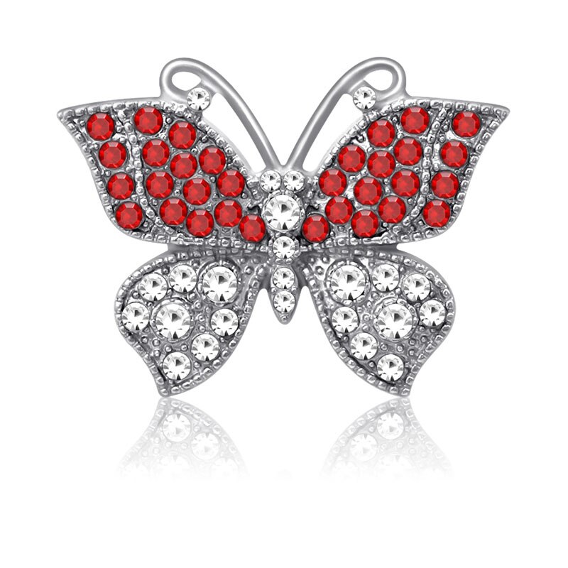 KZ3505 – bracelet papillon en métal, strass, cristal, beauté, boutons à pression, 18MM,: red