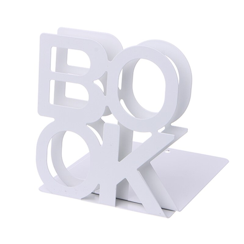 Alfabetformet metal bogstøtter jernstøtteholder skrivebord står til bøger: Hvid