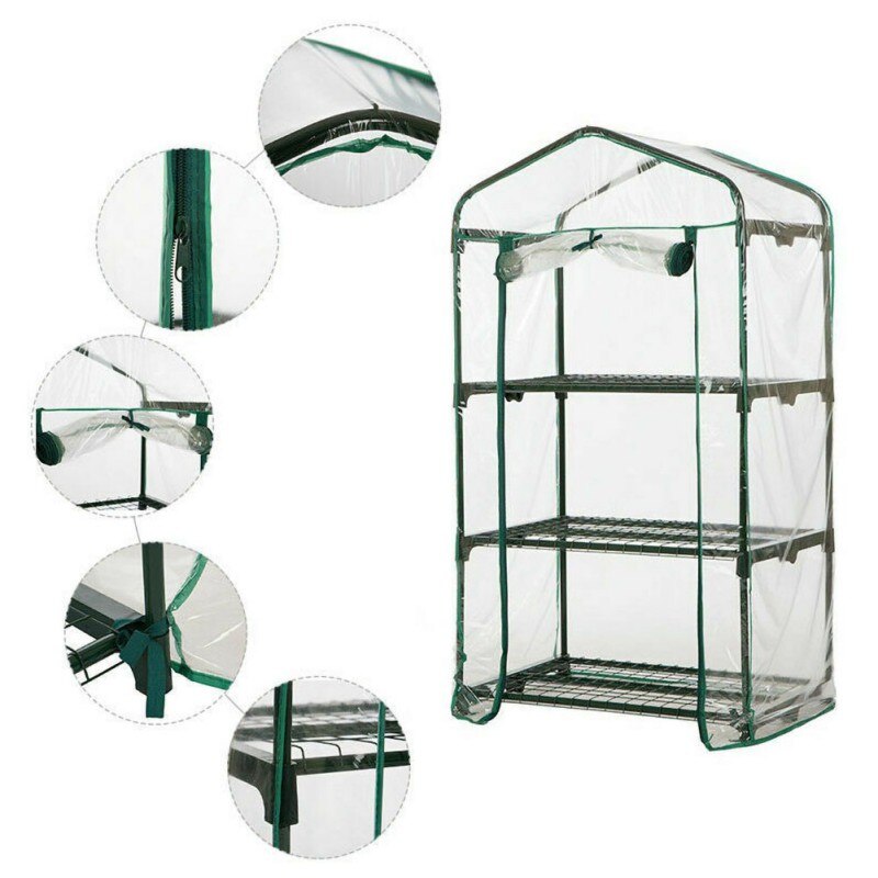 JonesHouseDeco Serra 5 Piani 102x49x193 Cm – Portatile Per Interni Ed Esterni, Copertura In PVC Trasparente Con Cerniera, Telaio In Acciaio, Resistente