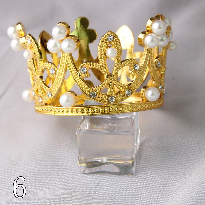 Mini Tiara encantadora, corona para pastel, Color dorado plateado, coronas de aleación, Princesa, suministros y decoraciones para fiestas,: 6