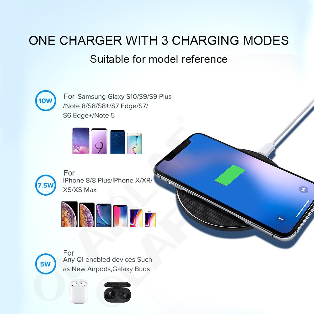 Cargador inalámbrico Qi de 10W para iPhone 11 Pro Max cargador USB rápido almohadilla de carga rápida para Samsung S10 S9 Xiaomi cargador inalámbrico