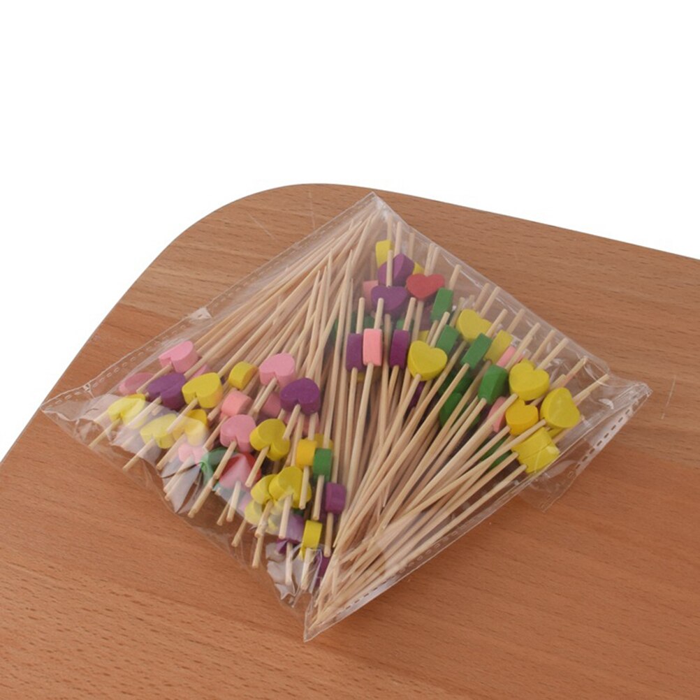 200 Pcs 12 cm Cocktail Picks hartvormige Handgemaakte Creatieve Cocktail Sticks Fruit Picks Voorgerecht Picks voor Banket Carnaval