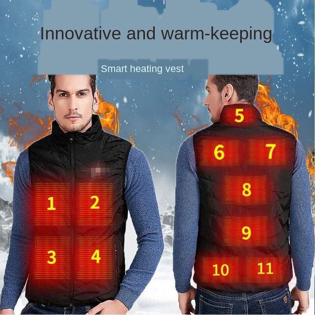 Zimowa komora grzewcza USB ładowanie inteligentne ogrzewanie nowych mężczyzn i kobiet kamizelka grzewcza stała temperatura elektryczna kamizelka grzewcza SP88: 11 Areas Heat / S