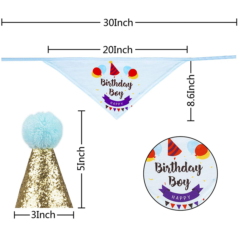 Écharpe Bandana d&#39;anniversaire pour chien, banderole, chapeau et nœud papillon pour animaux de compagnie, fournitures de fête d&#39;anniversaire
