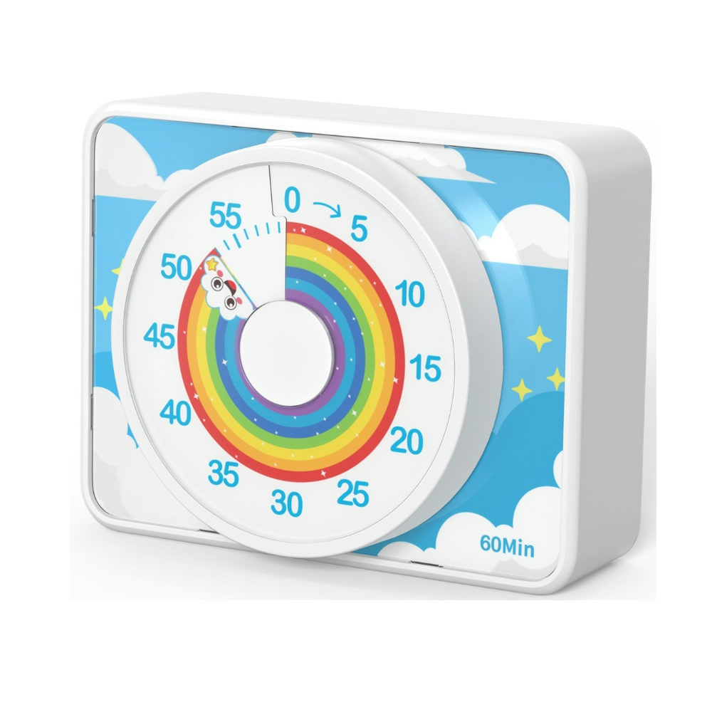 Temporizador visual digital con luz nocturna, temporizador de cuenta regresiva de 60 minutos para niños y adultos Temporizador de dibujos animados en el aula para el hogar, la escuela: BLANCO