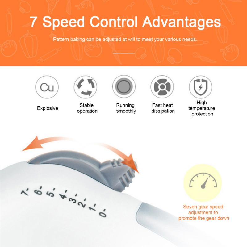 220V Electric 7 Speed Food Mixer Table Stand Cake Dough Mixer Handheld Egg Beater Baking Whipping Cream Machine