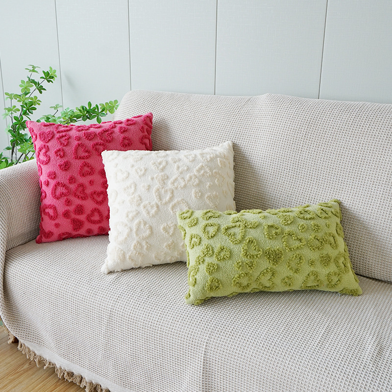 30x50/45X45CM Plush Heart-shaped Throw Pillow Cover Living Room Jacquard Waist Cushion Cover Decor Home Decorative Pillowcase