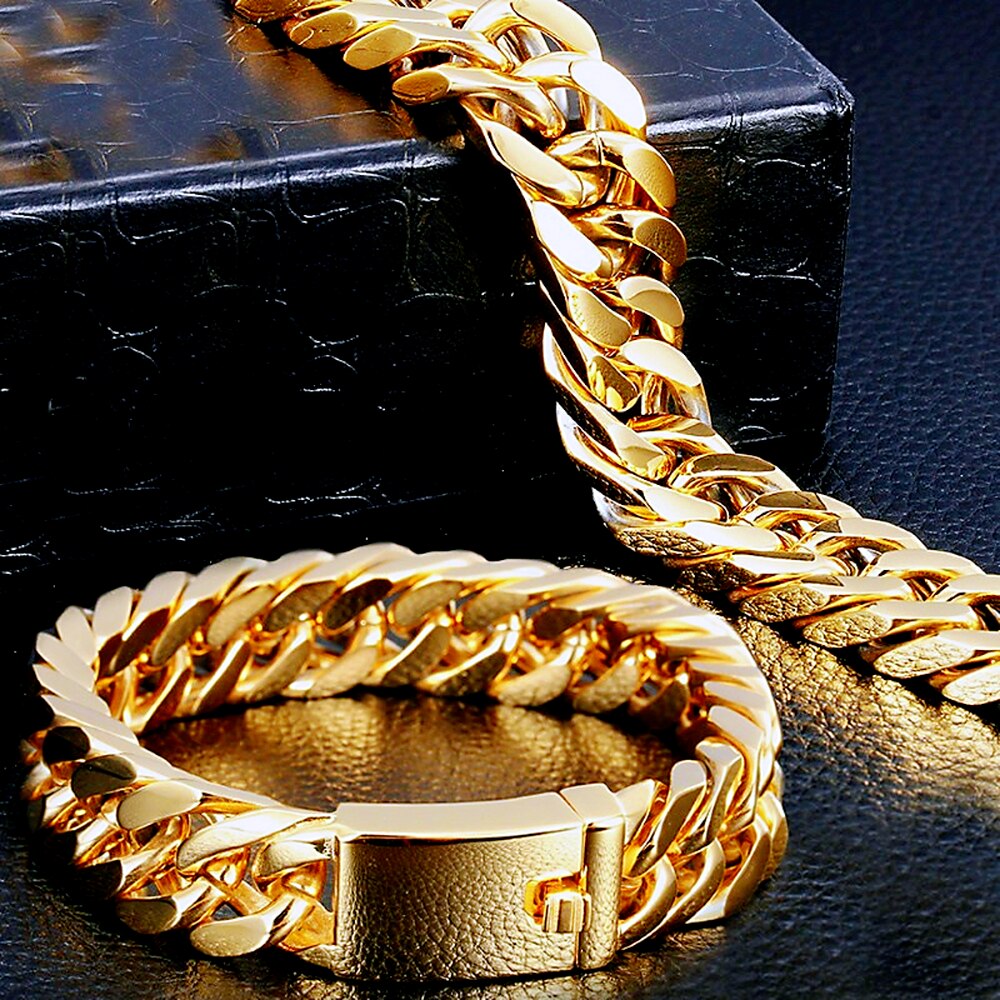 Moda kubańska bransoletka luksusowa męska stal nierdzewna 10mm osobowość władcza szeroki łańcuch bransoletka mężczyzn i kobiet biżuteria