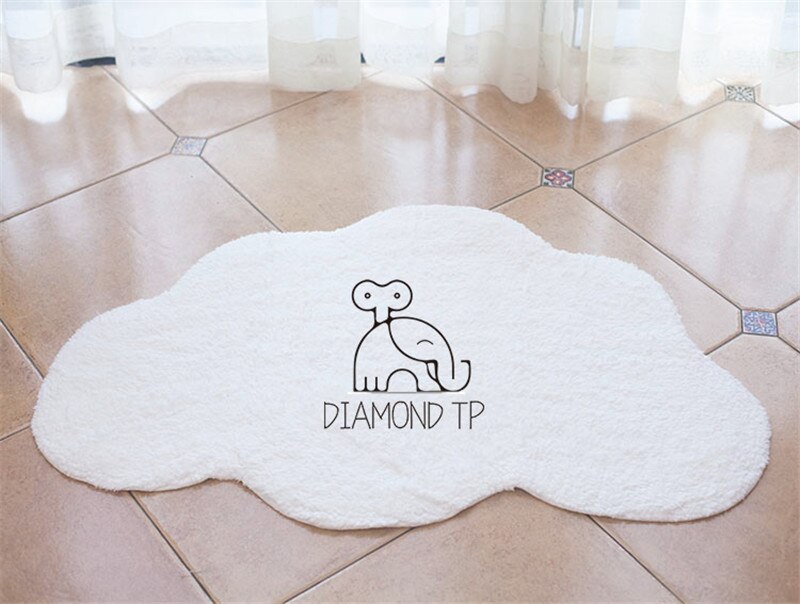 100 x 65cm moln bomull baby matta barn lek matta nordisk dekor matta baby rum krypmatta mattor för barnrum tejp: Vit