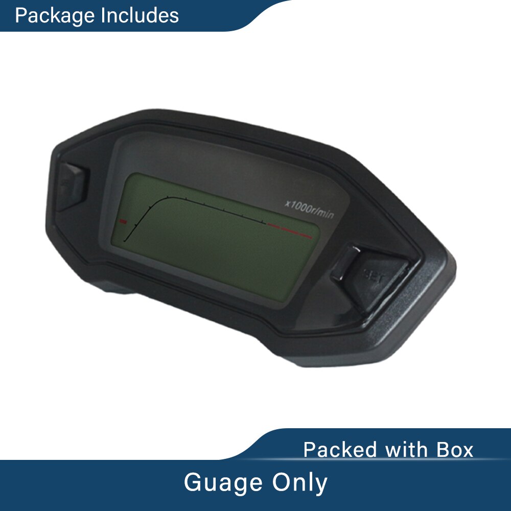 7 Backlight LCD Digital Motorcycle 0-199km/h MPH Speedometer Odometer Time Fuel Level for 2 4 Cylinders 11000RPM Universal: Gauge only