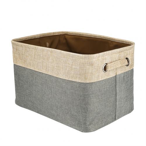 Bloc de couleur boîte de rangement pliable pour vêtements, jouets, panier, organisateur d'articles divers, organisateur de livre cosmétique, conteneur de papeterie: Beige Pewter