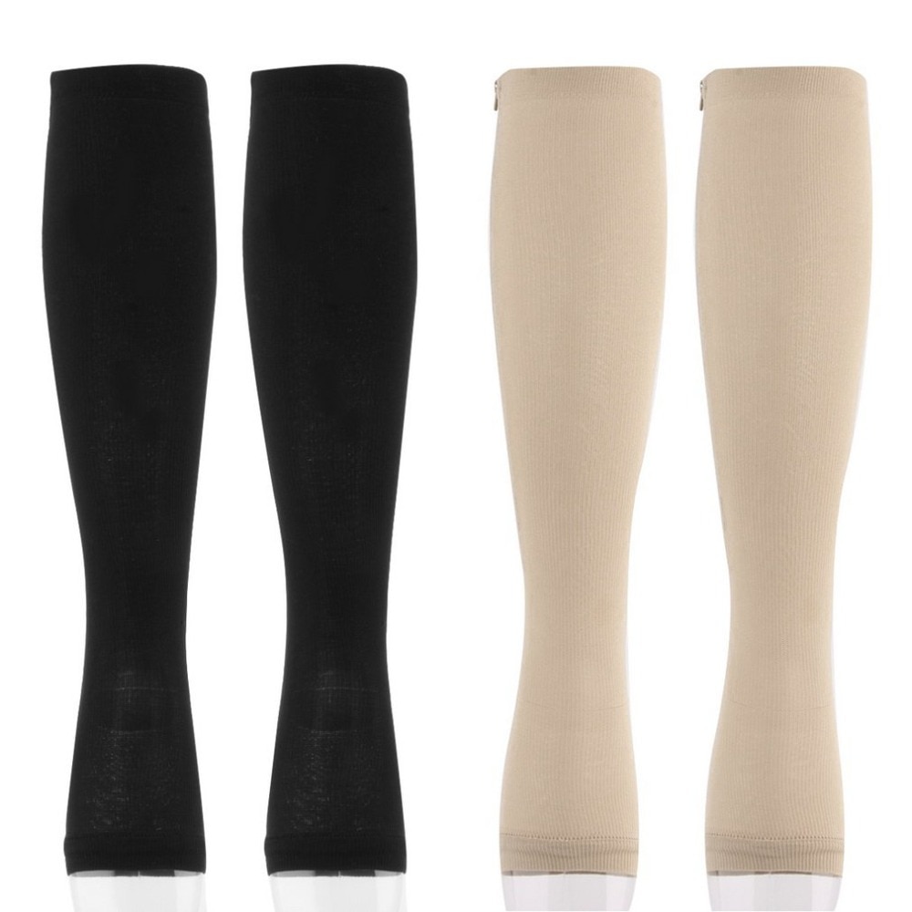 Women Charming Slimming Zippered Compression Socks Leg Support Knee Open Toe Thigh Leg Stocking Comfortable Leg Burn