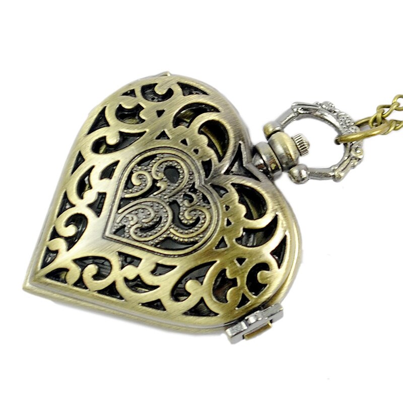 Hul hjerte form kvarts fob lommeur med genser kjede halskjede til kvinner jenter tt@ 88: måke