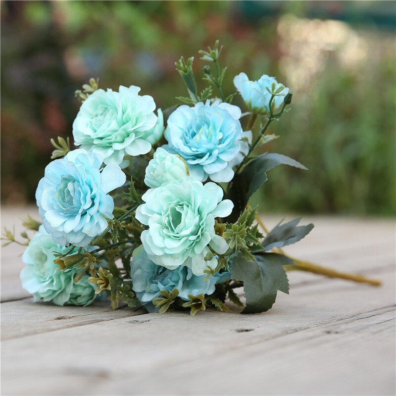 14 blomsterhoveder 1 stk smuk rose pæon kunstig silke blomst lille buket familiesammenkomst forår bryllup dekoration gettin: 4
