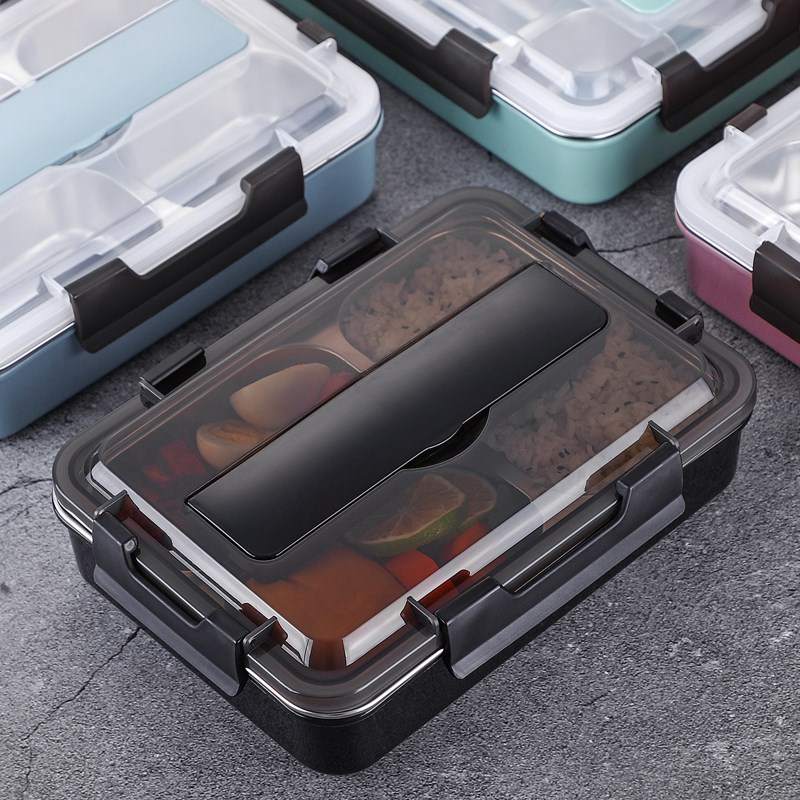 Edelstahl 304 Mittagessen Kasten Mit Löffel dicht Mittagessen Bento Boxen Geschirr einstellen Mikrowelle Erwachsene freundlicher Lebensmittel Container
