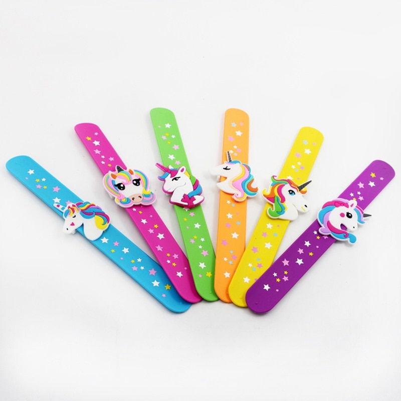 Kid Children Girl Boy Star Printing Colorful Unicorn Wristband Flexible Wrap Slap Bracelet Animal Enfant Bangle