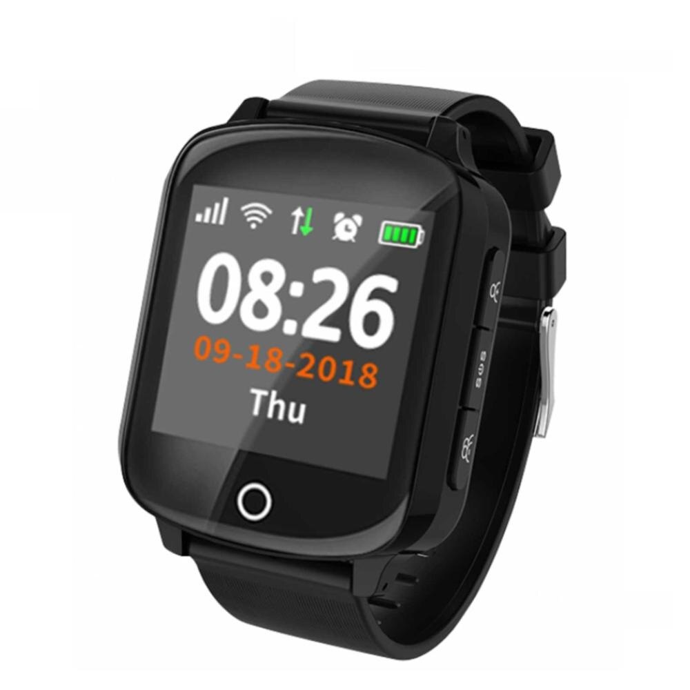 Reloj inteligente para personas mayores, con GPS + LBS + WIFI, control del ritmo cardíaco, Larga modo de reposo SOS y control remoto de llamadas: black