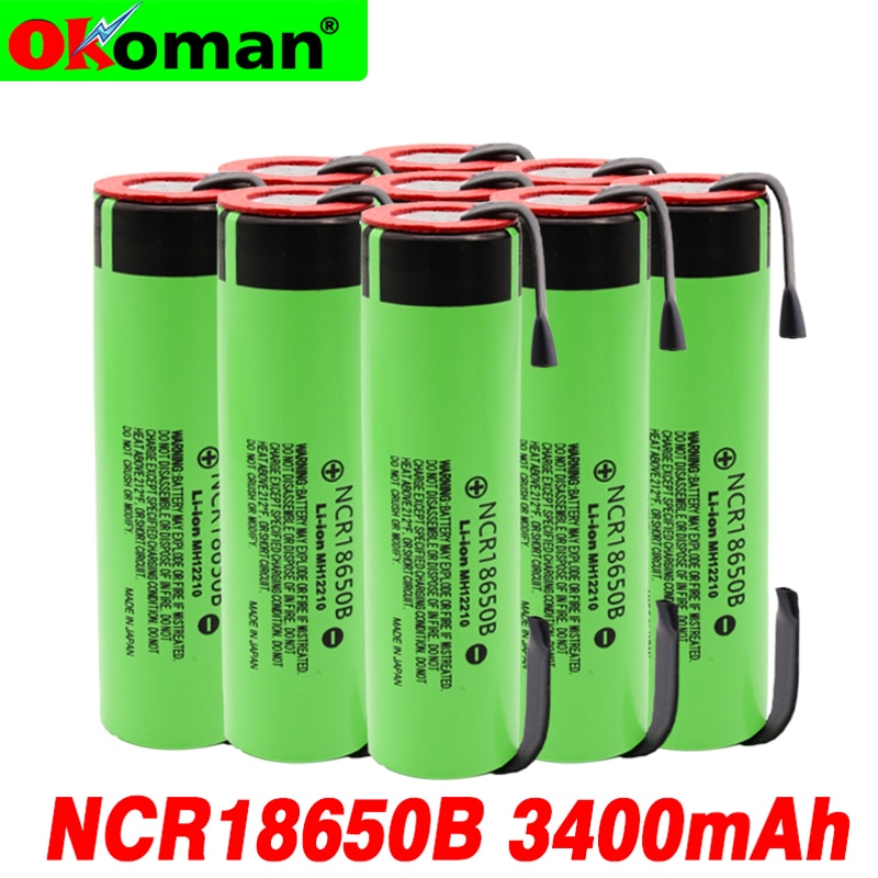 Original 3.7v 3400 mah 18650 battery Rechargeable Lithium Battery NCR18650B Suitable for battery DIY Nickel