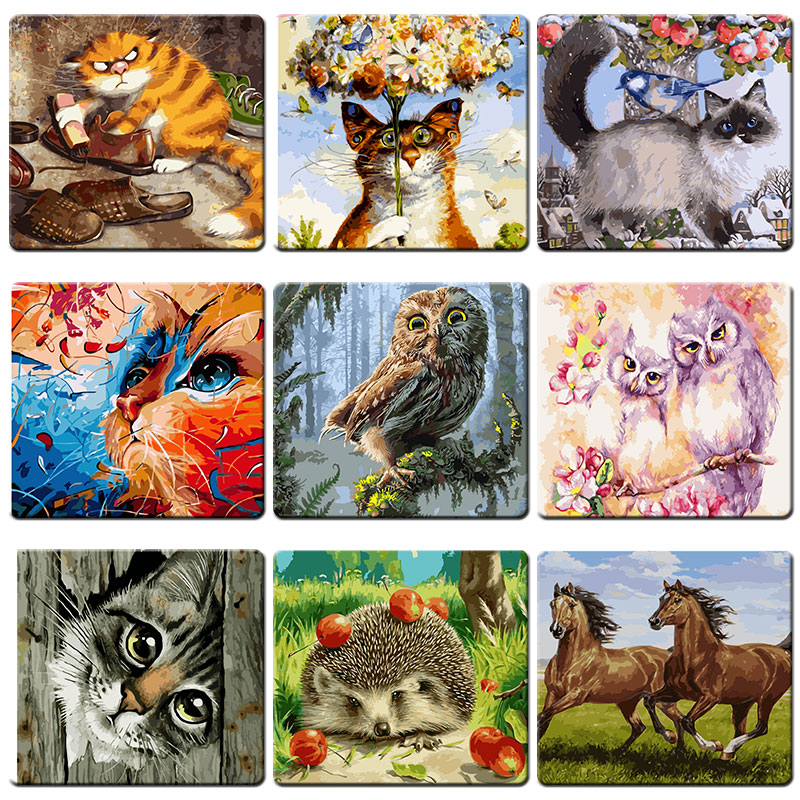 PaintEveryday Acrylic Paintings By Numbers Animals Oil Painting Handmade DIY Paintings Children Picture Fast