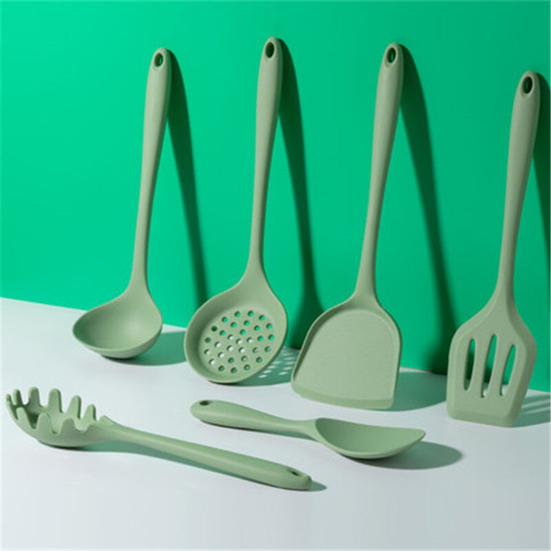 Silicone Kicthen Cooking green Spatula Cooking Spoon Soup Ladle-egg Turner Kitchen Tools Set Silicon Cooking Utensil Set