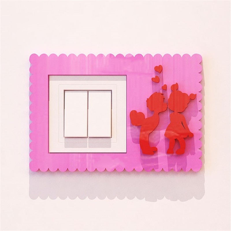Light Switch Stickers Acrylic Switch Poster Modern Style Living Room Switch Decorative Wall Stickers DIY Art Wallpaper: Kiss pink