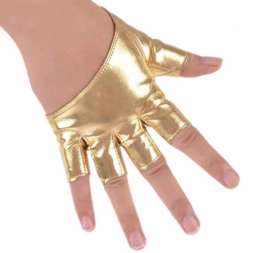 Dame Handschuhe Faux Leder Halb Finger Handschuhe Fahren Pole Tanzen Zeigen Handschuhe Punk Kühlen Faux Leder Handschuhe Für Frauen: Gold