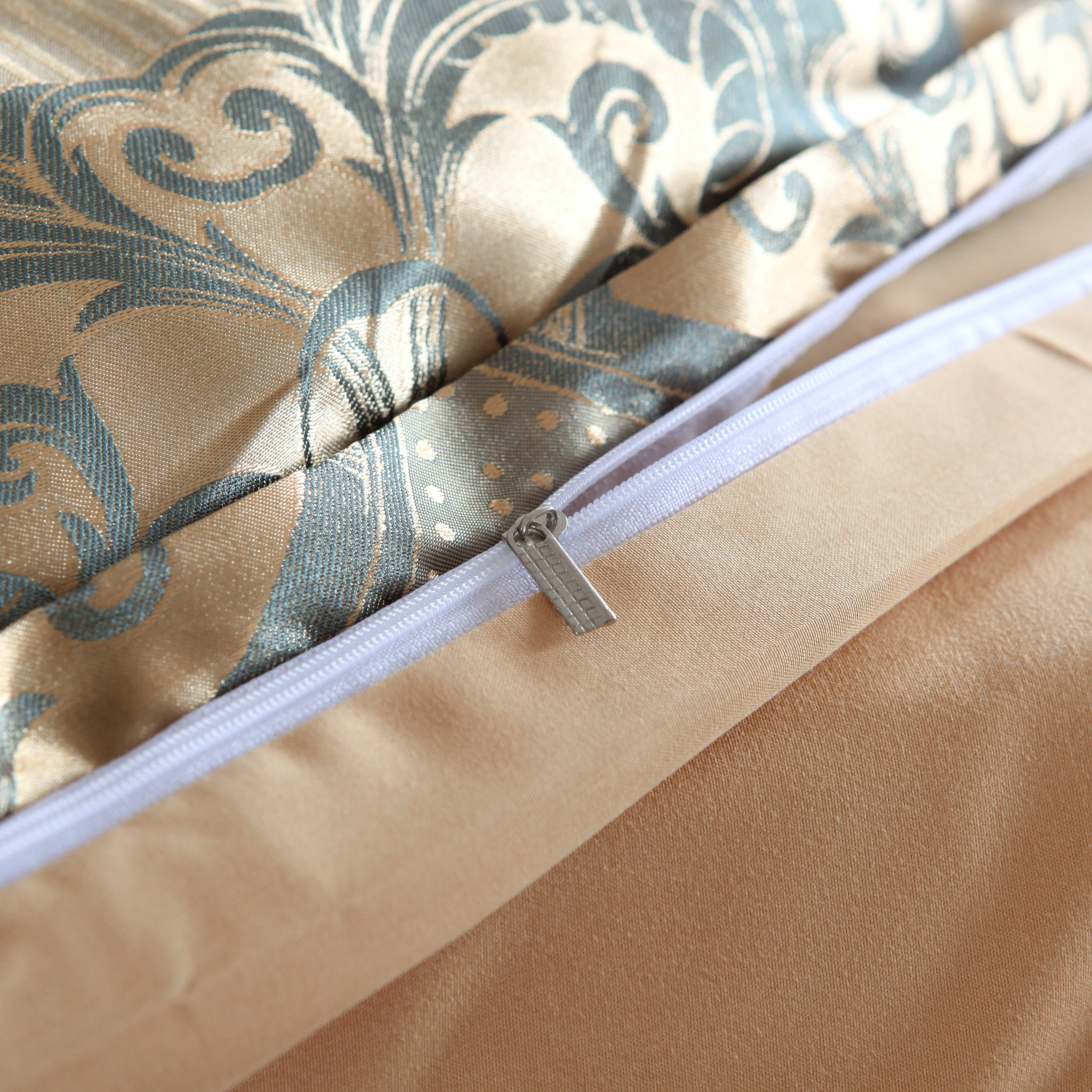 Påslakanset i satin i storlek, blommigt jacquard i satin, lyxigt sängkläderset i siden, 3 delar