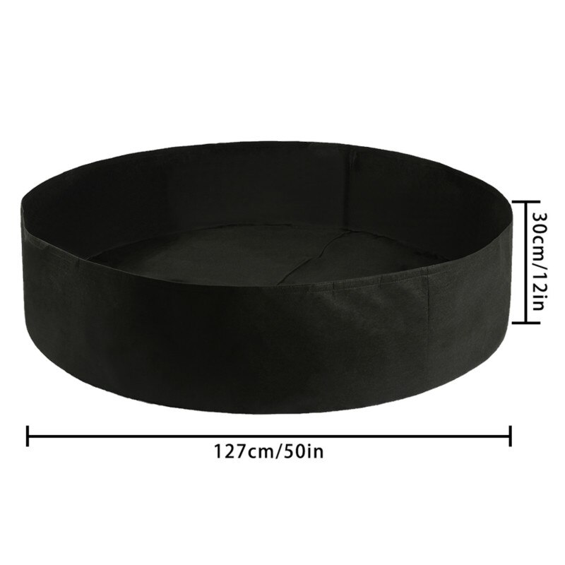 Fabric Raised Garden Bed 50 Gallons Round Planting Container Grow Bags Breathable Felt Fabric Planter Pot for Plants Nursery Pot: black L