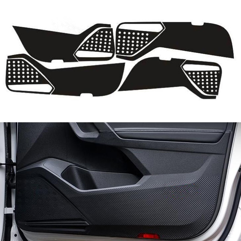 Pour Volkswagen VW Tiguan L fibre de carbone Style voiture porte anti-coup de pied protection Film voiture autocollants 4 pièces