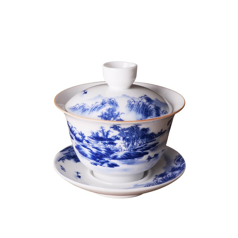 Chinese Traditions Gai Wan Tea Set Bone China Tea Sets Dehua Gaiwan Tea Porcelain Pot Set For Travel Beautiful And Easy Kettle
