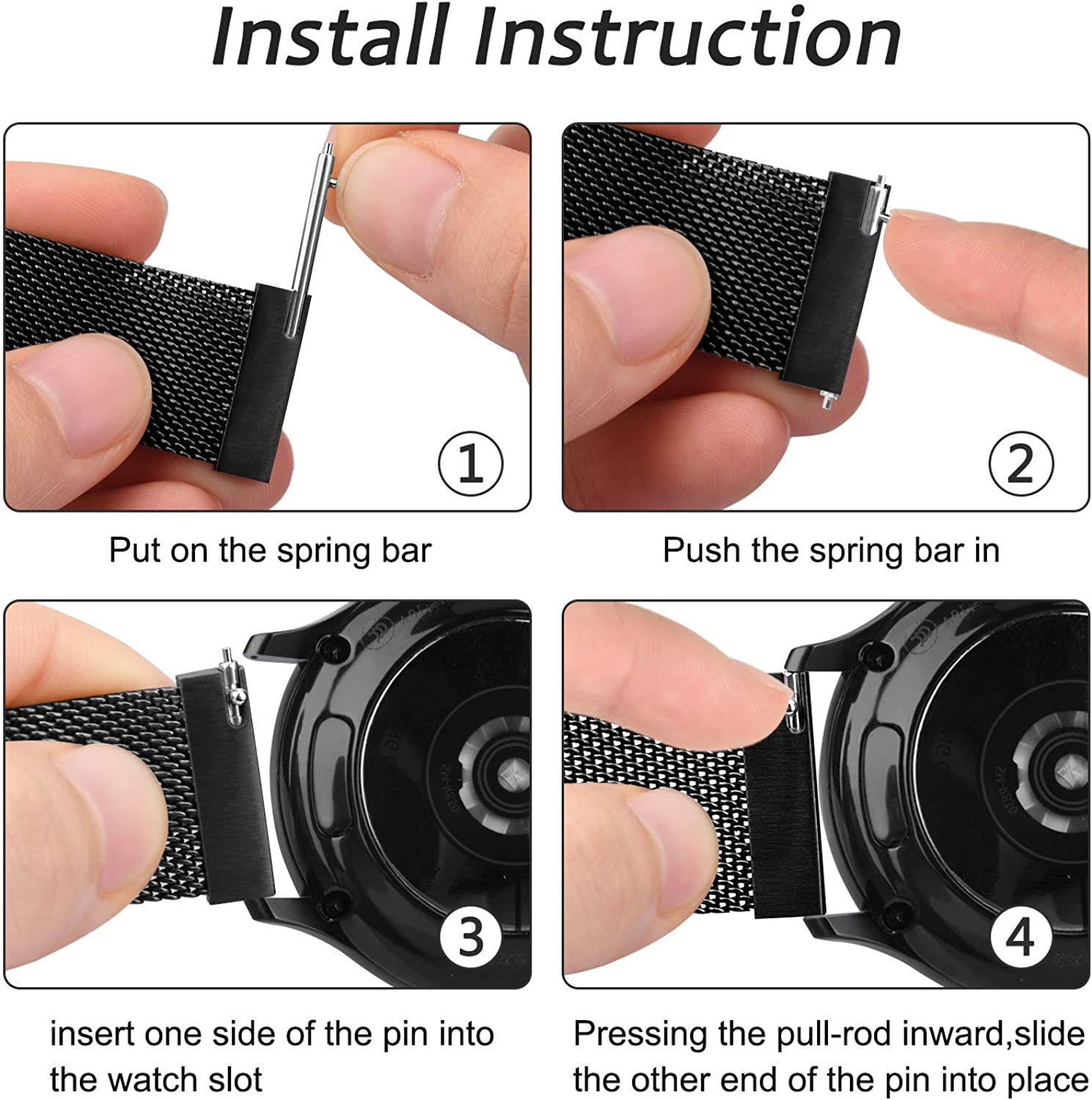 Correa de bucle milanés para garmin vivoactive 5 Denver sw360 DW reemplazo 20mm 22mm pulsera correa de reloj Amazfit MOTO Universal