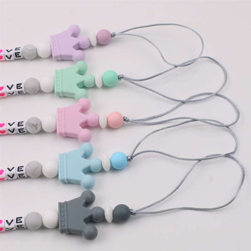 1Pc Del silicone bambino Ciuccio Personalizzato Personalizzati Nome Siliconi Ciuccio Supporto Della clip Del silicone corona koala Animale uncinetto Giocattoli Tallone